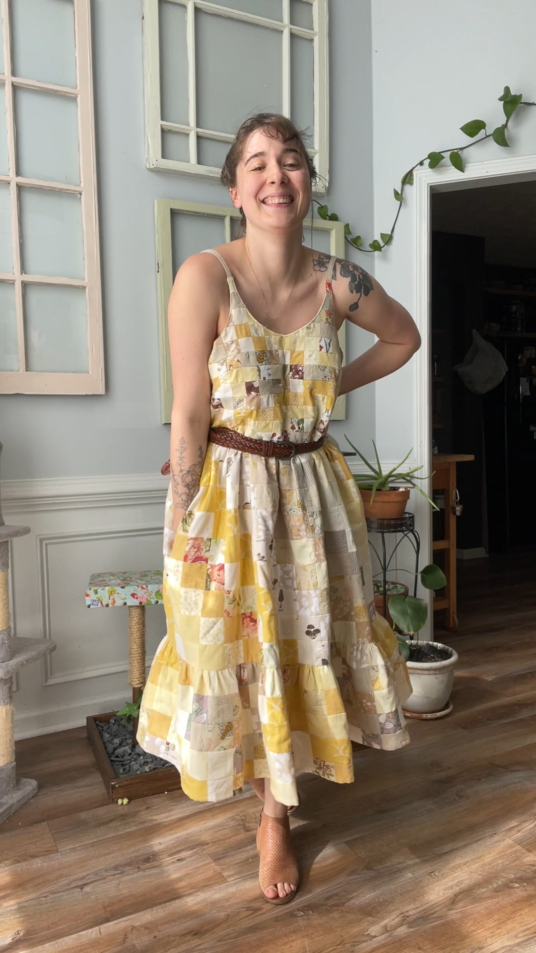 Zero Waste, Quilted Olive Dress - M/L