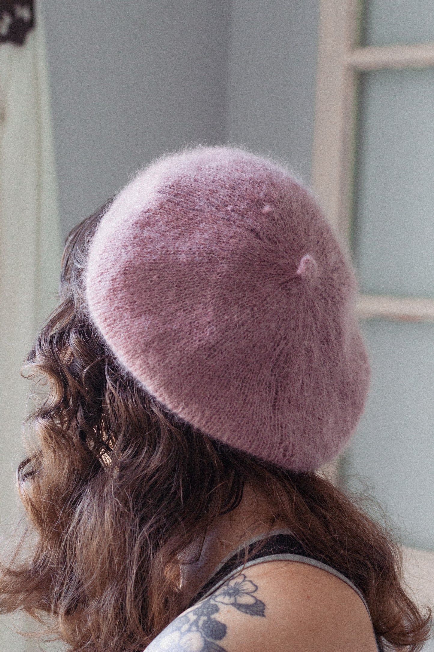 Hand Knit Blush Wool Beret