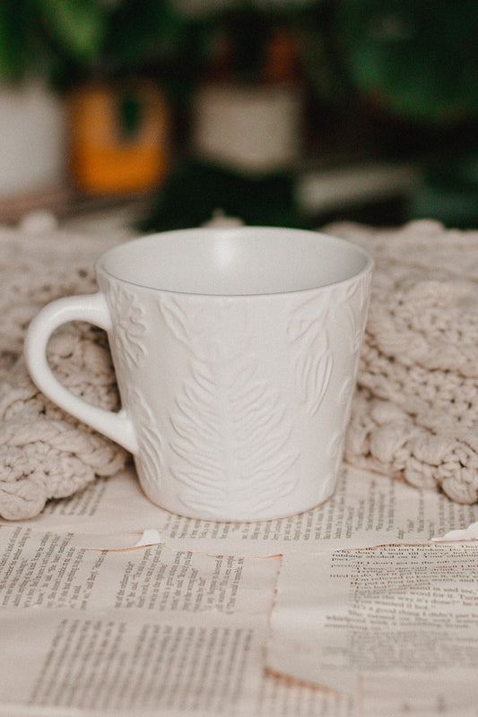 Textured Plant White Mug