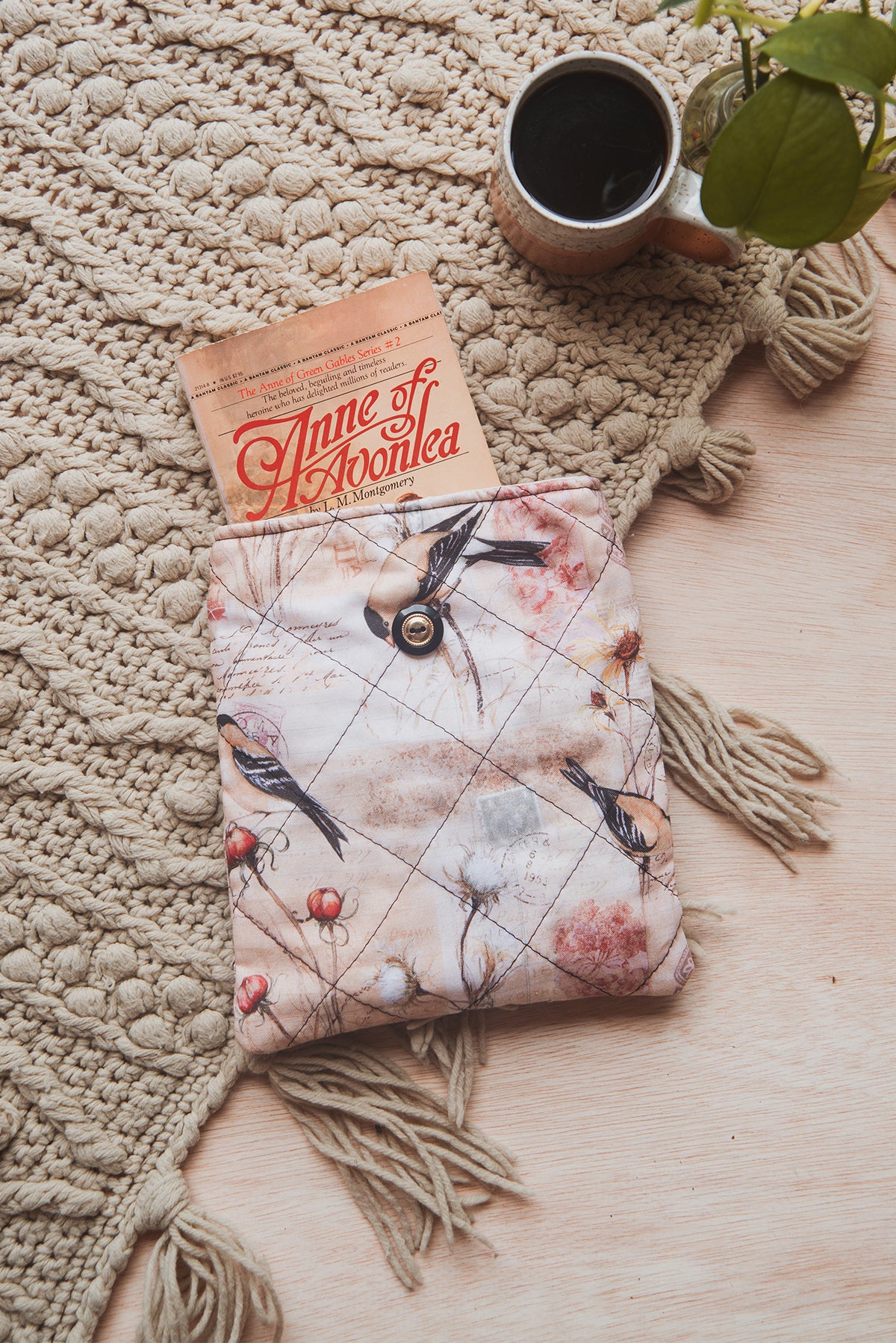 Finch on Cotton Stalk Book Sleeve