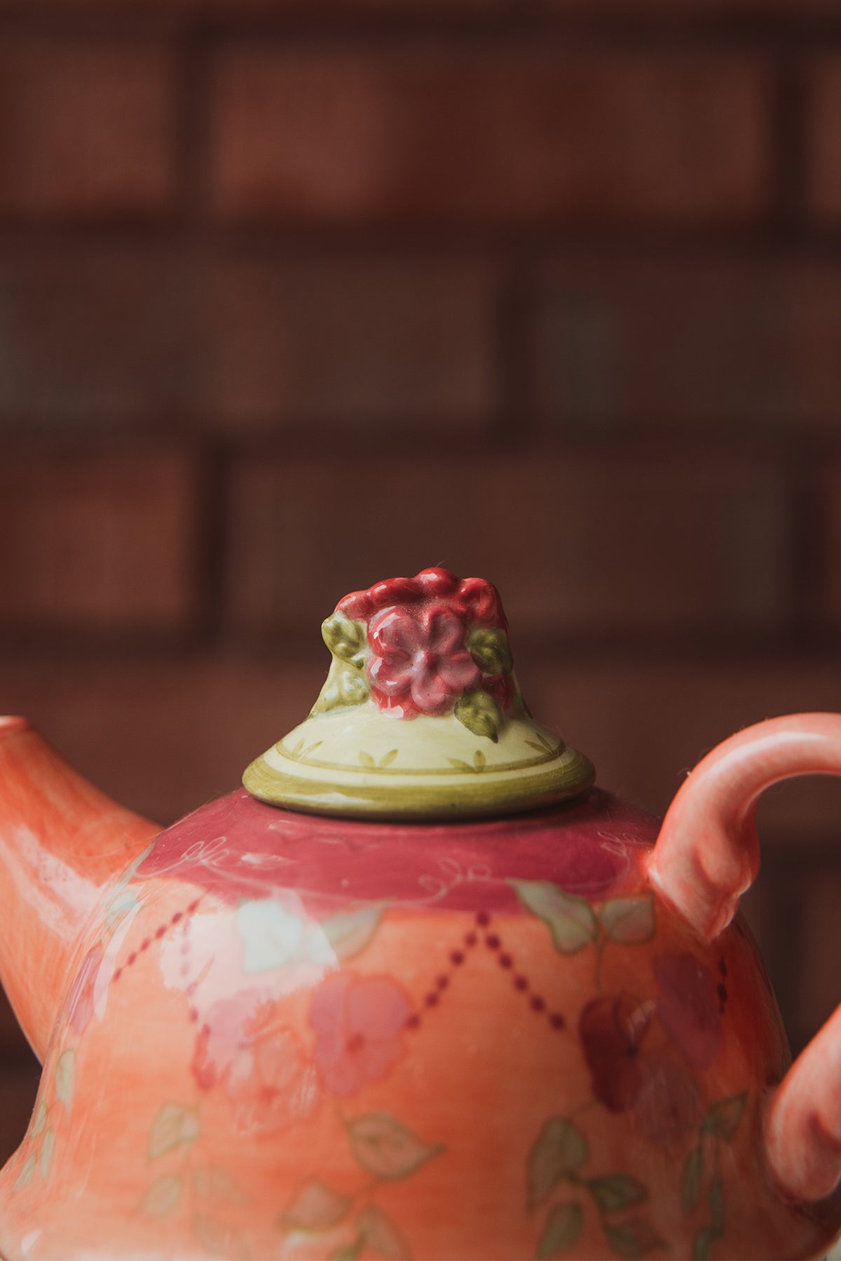 Orange Floral Teapot & Cup Set