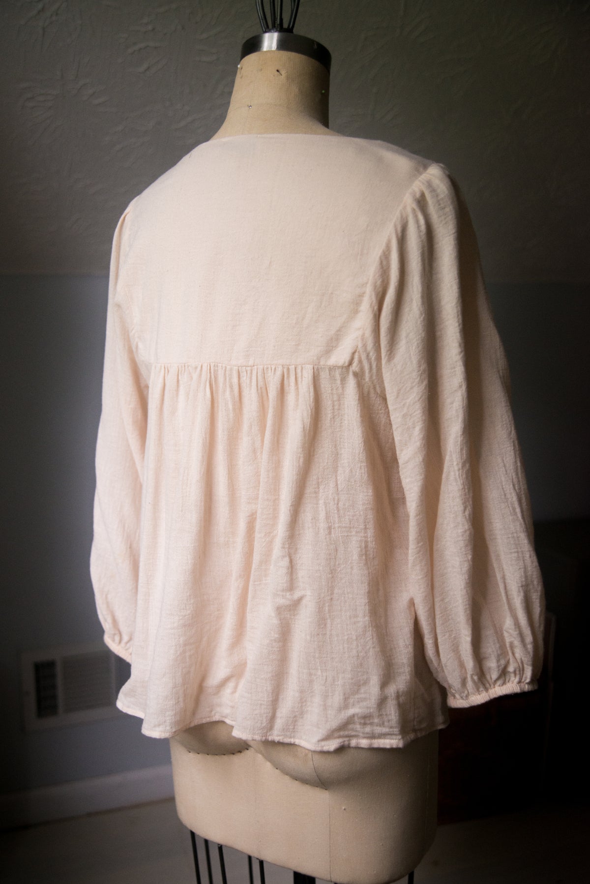 Embroidered Blush Peasant Blouse - Large