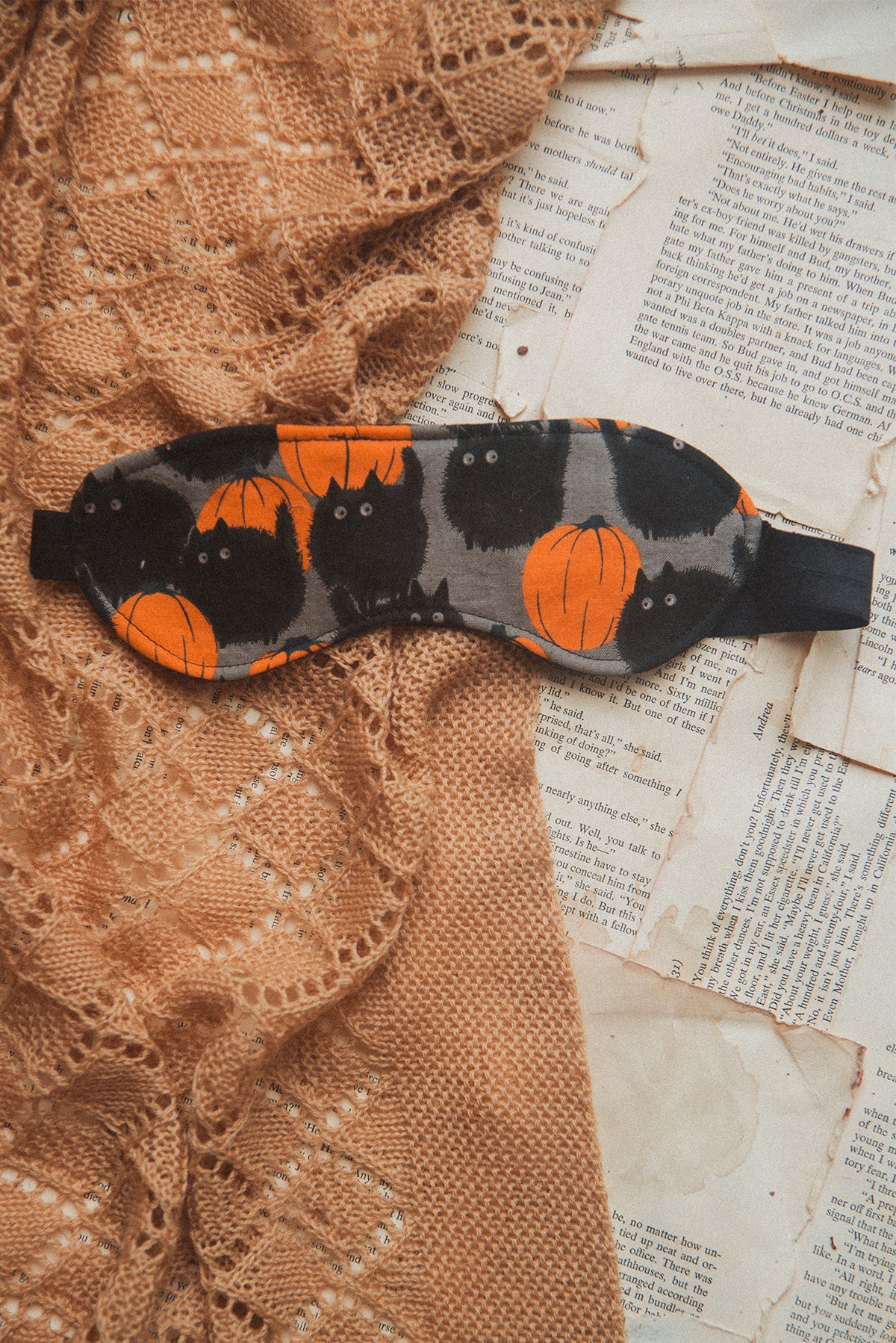 Black Puff Cats Sleep Mask