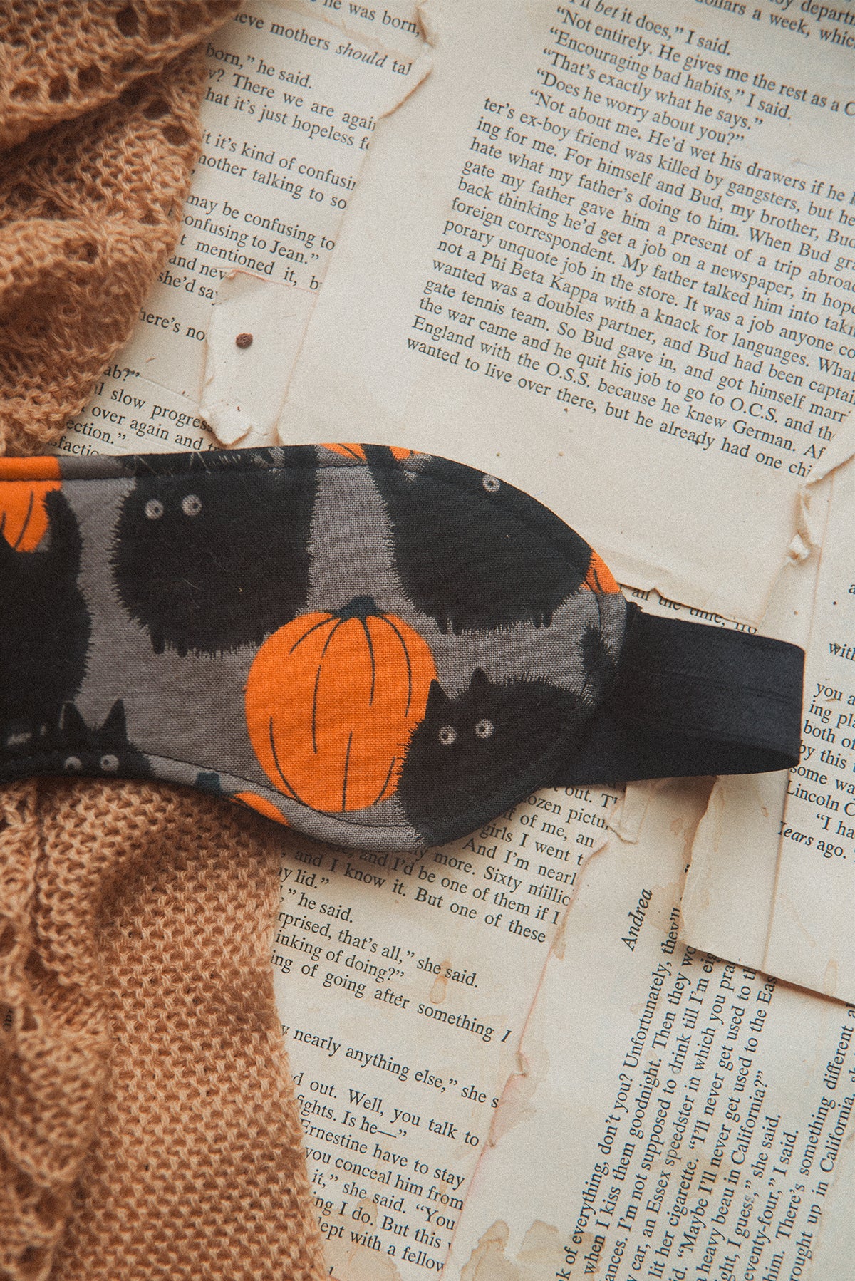 Black Puff Cats Sleep Mask