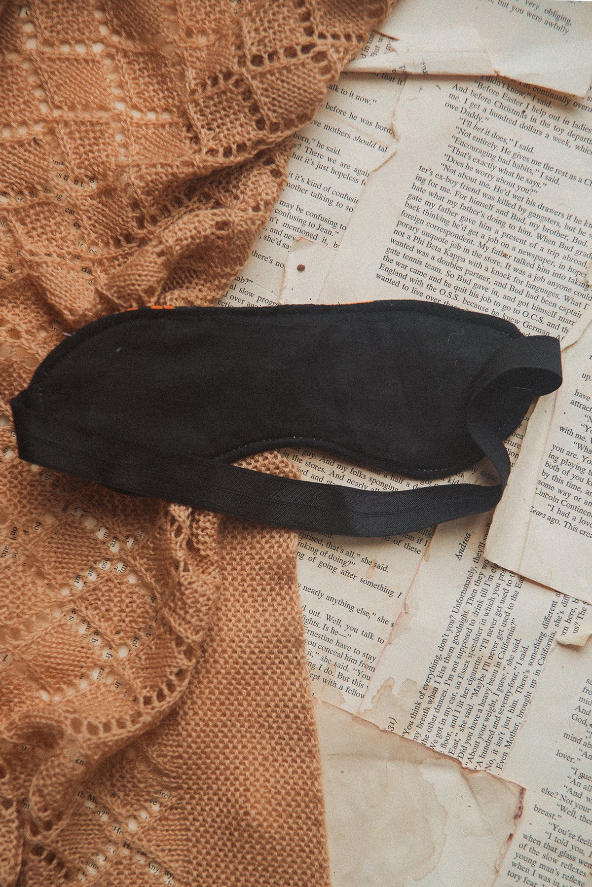 Black Puff Cats Sleep Mask