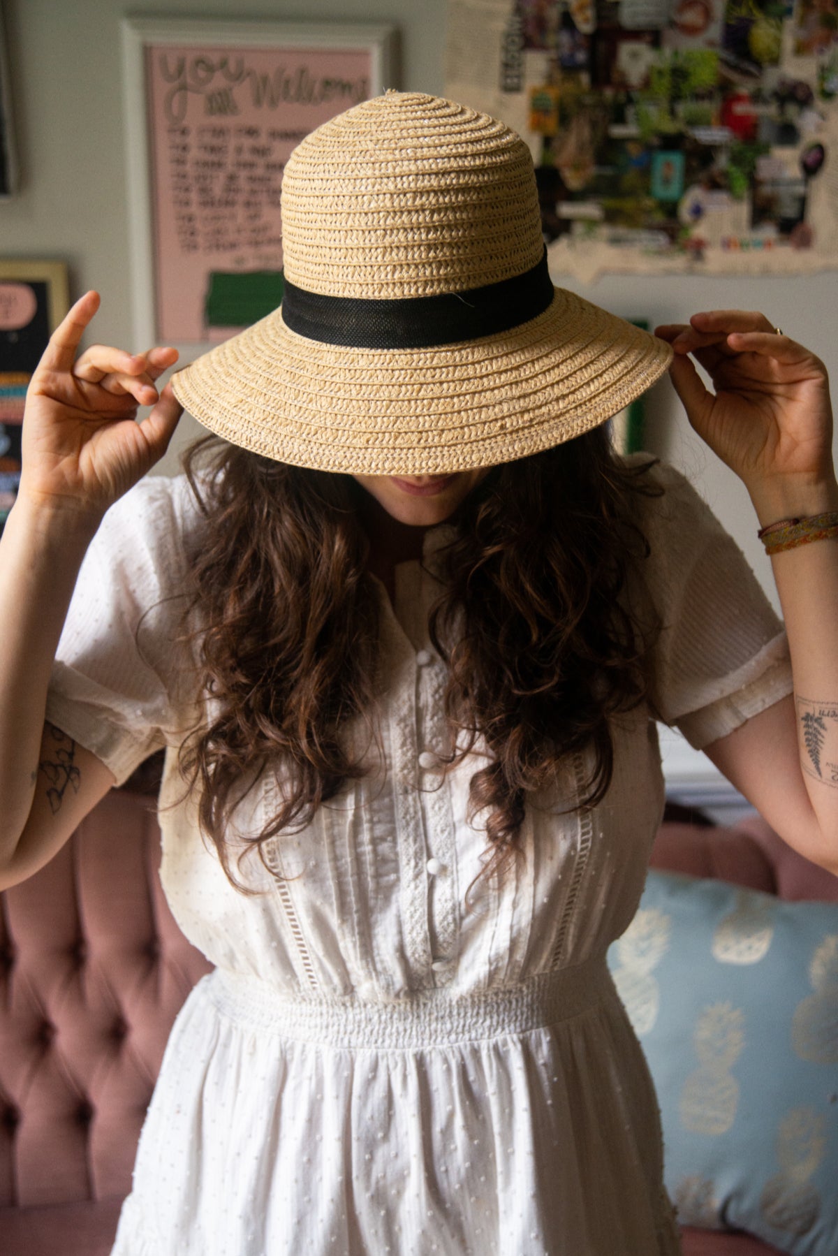 Straw Hat with Bow