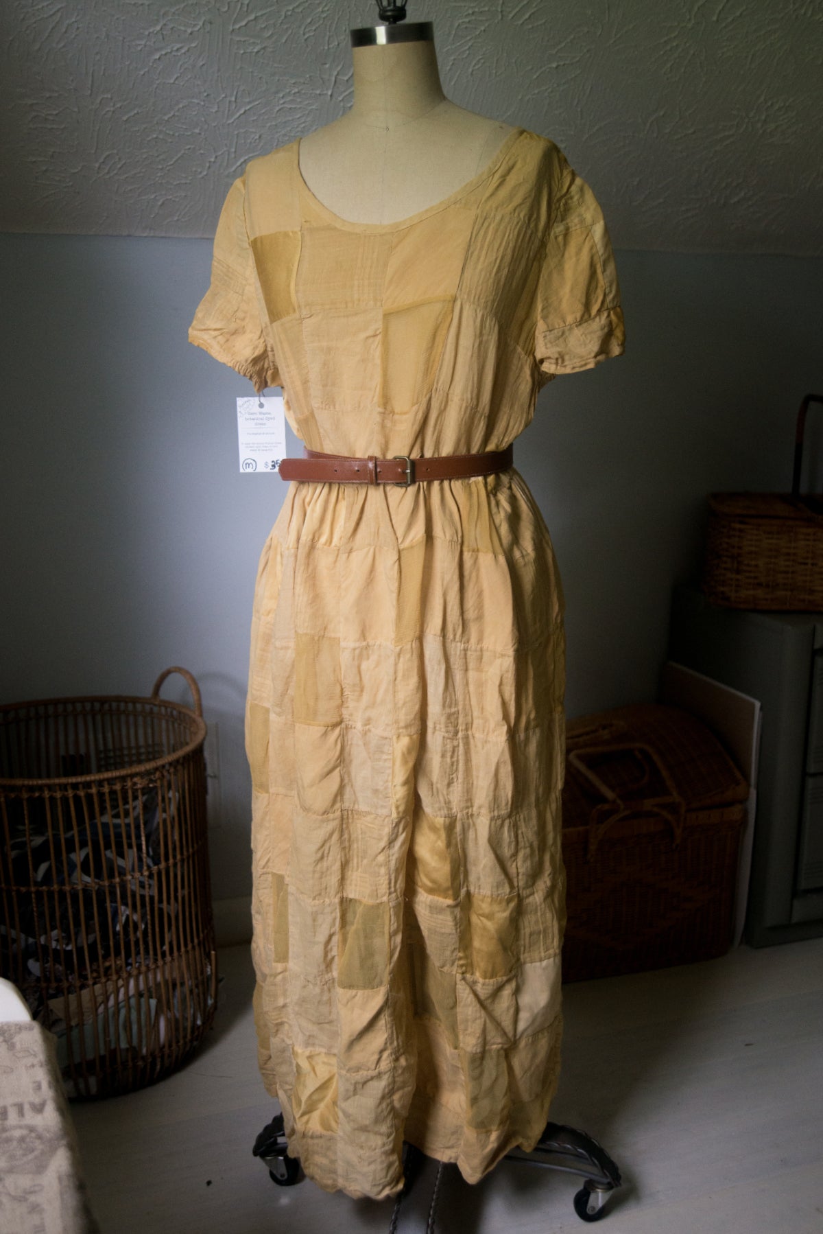 Botanically Dyed, Zero Waste Quilted Dress - MEDIUM