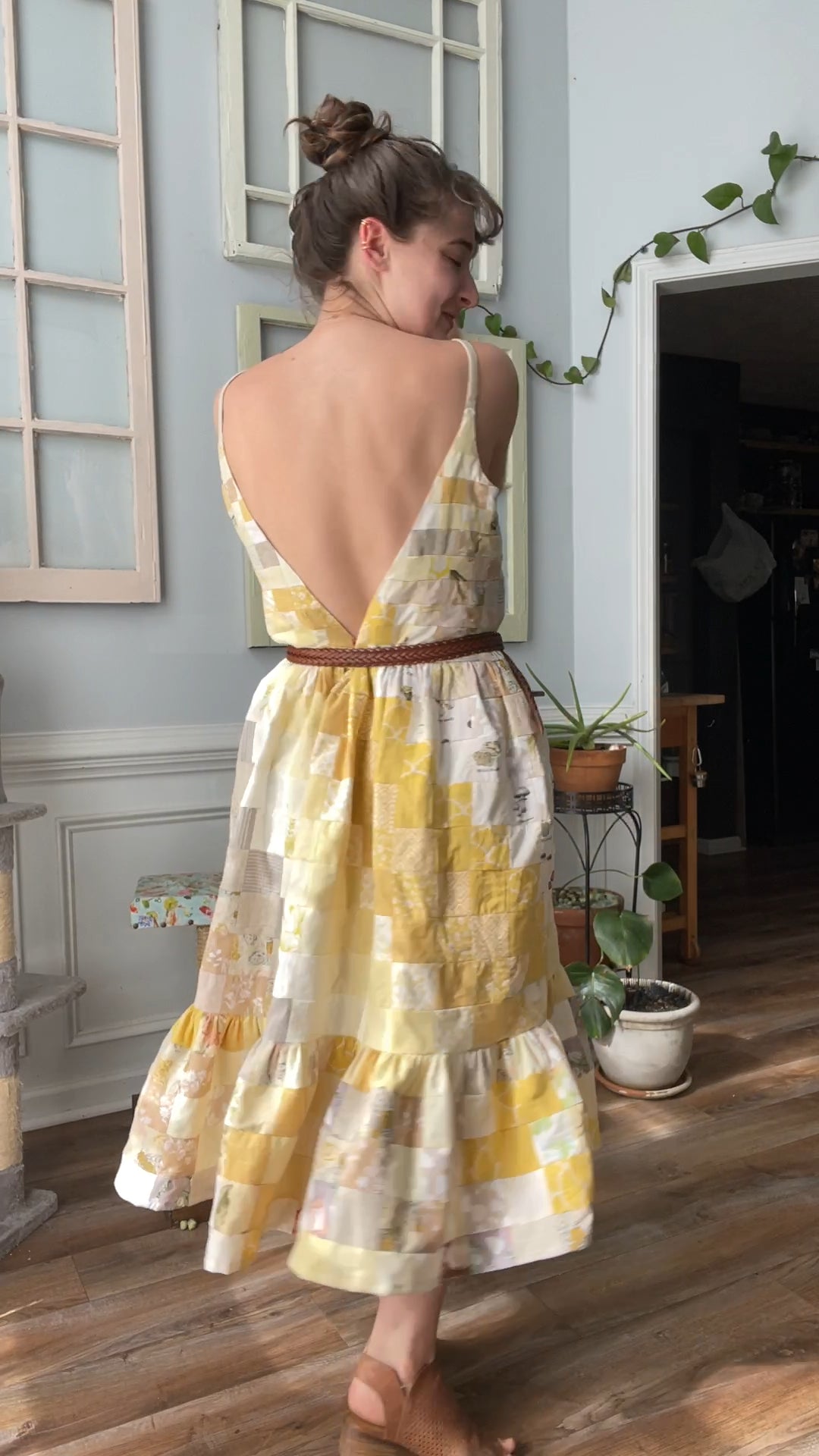 Zero Waste, Quilted Olive Dress - M/L