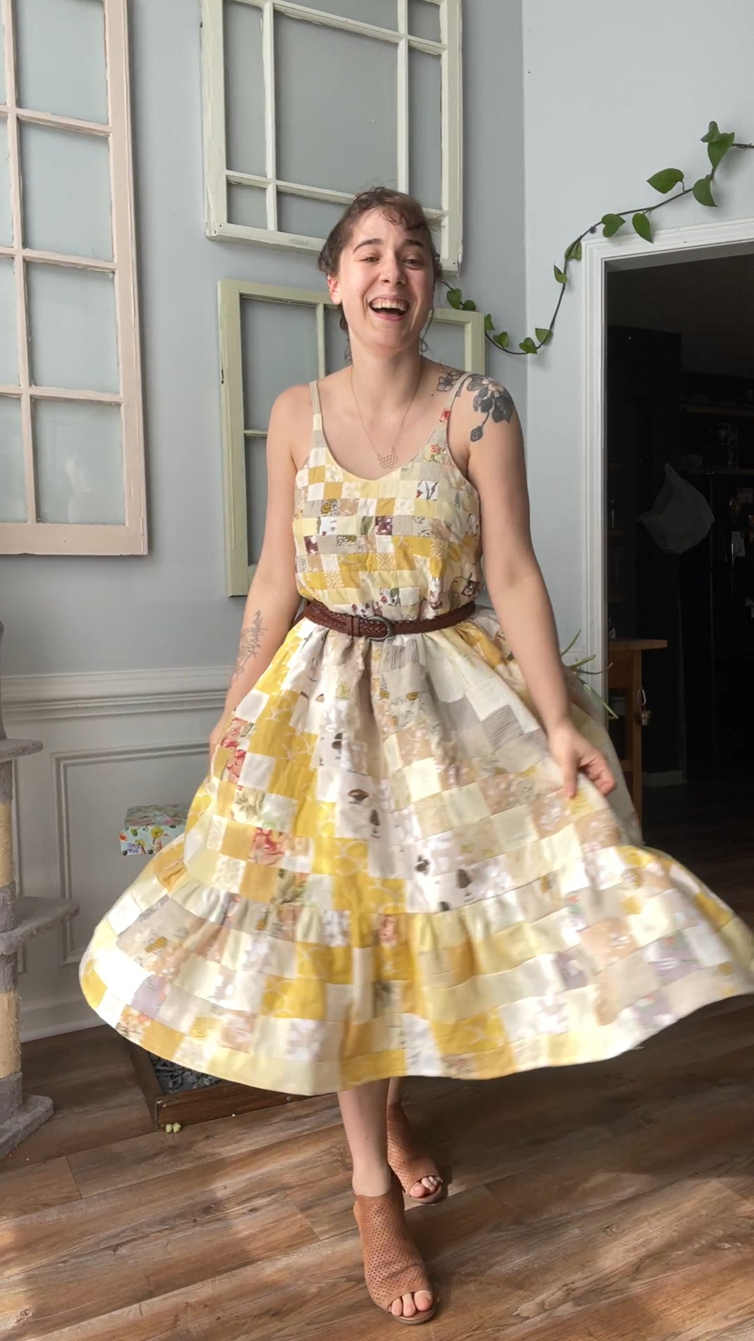Zero Waste, Quilted Olive Dress - M/L