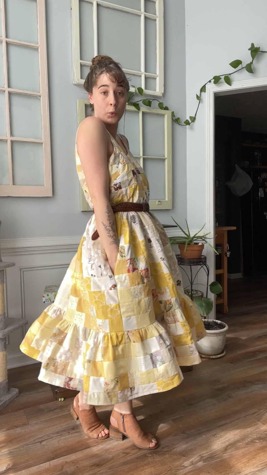Zero Waste, Quilted Olive Dress - M/L