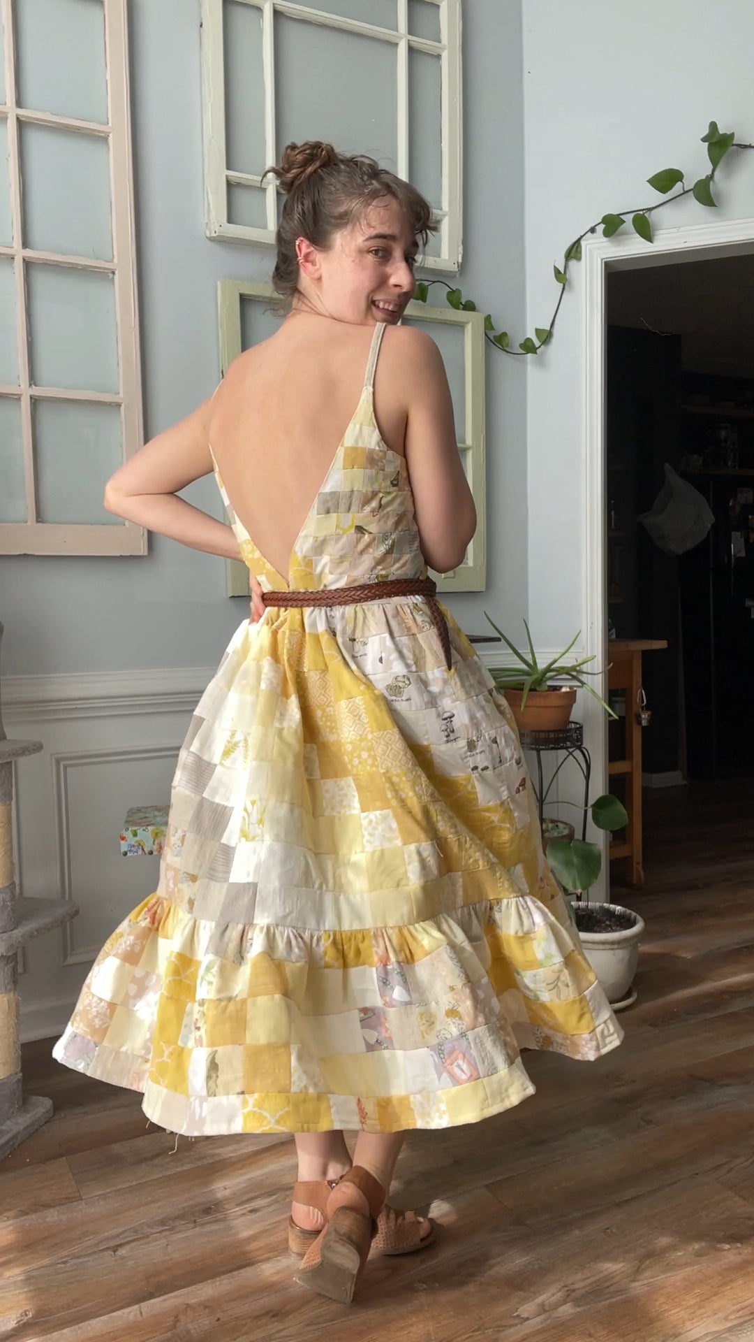 Zero Waste, Quilted Olive Dress - M/L