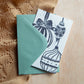 Handmade, Linocut Print Card: The Reader