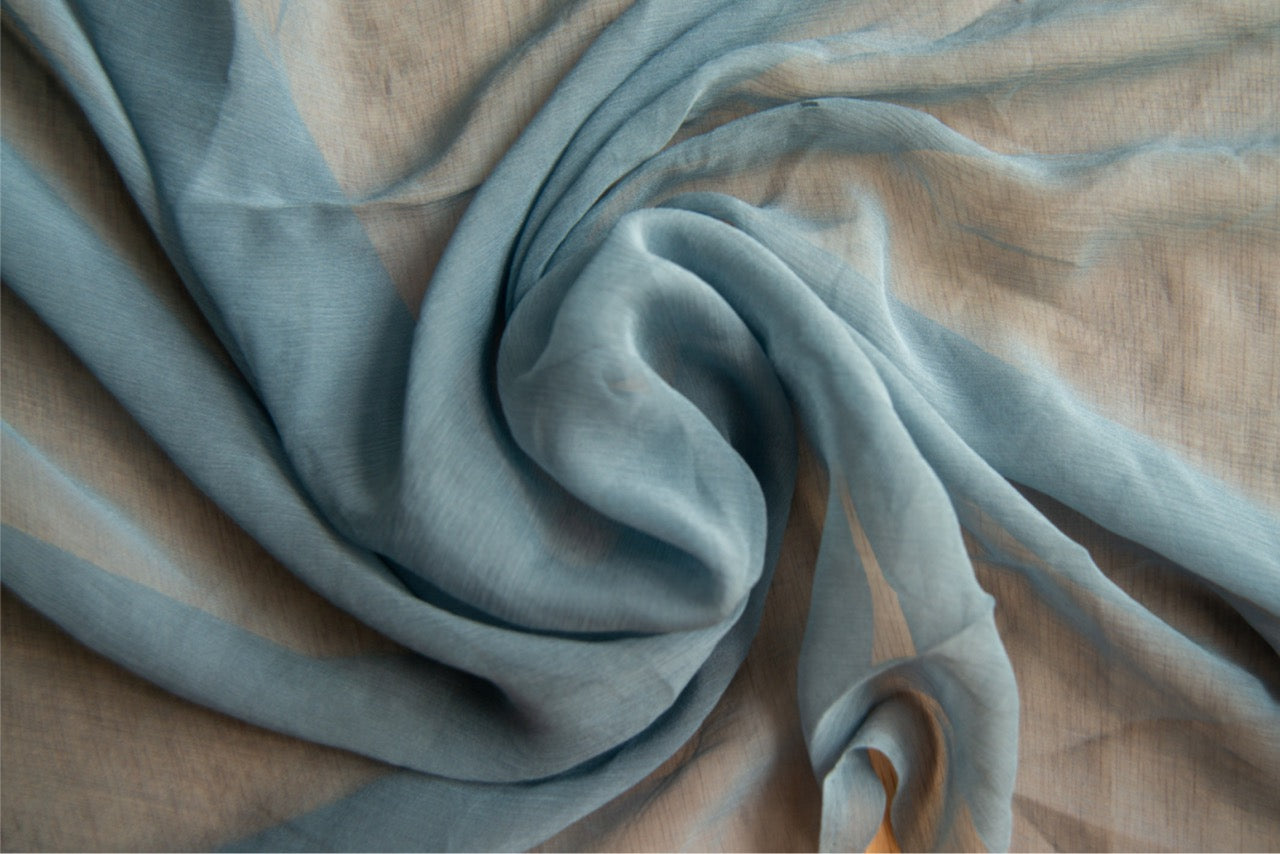 Crinkle Silk Chiffon - Blue Grey
