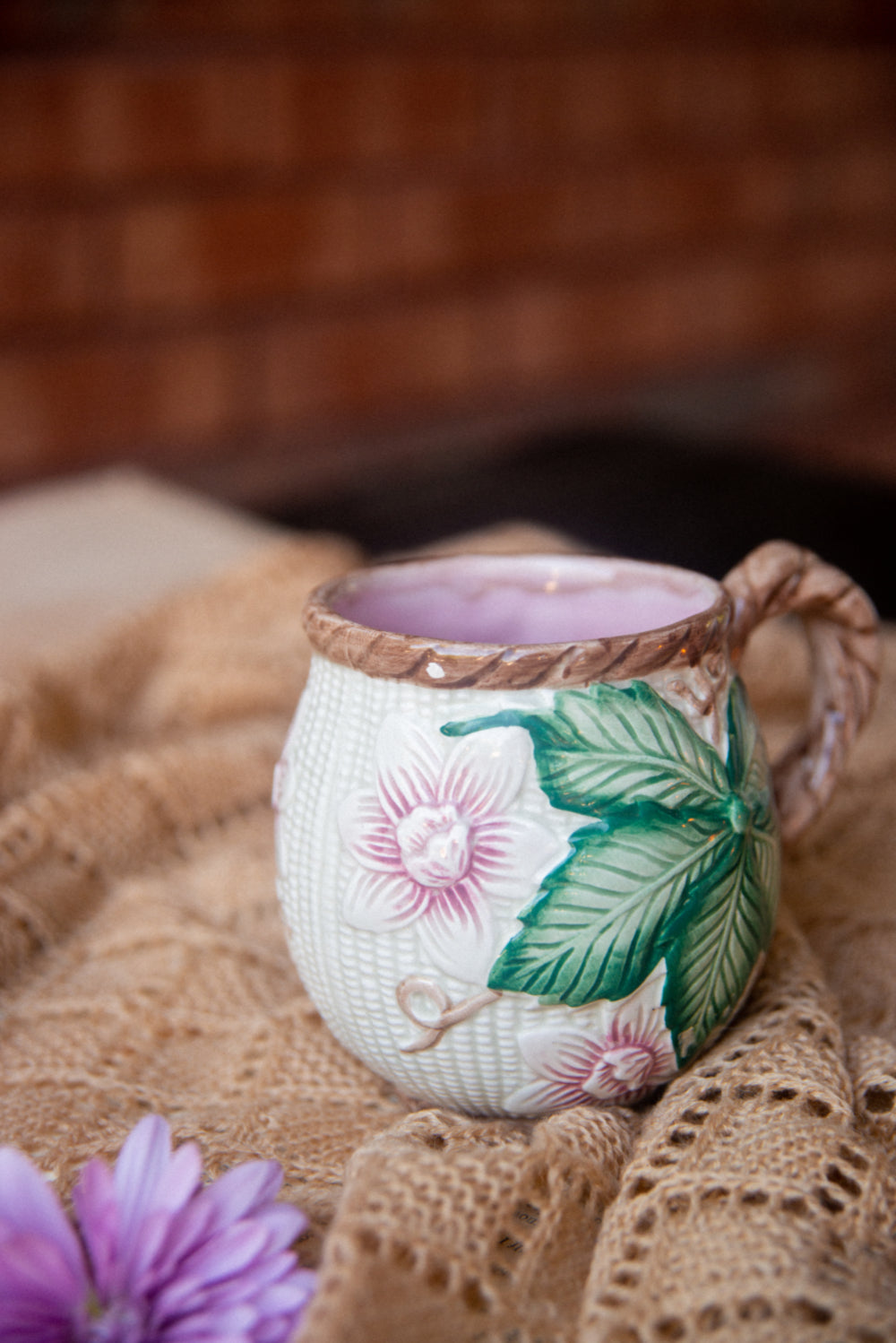 1989 Vintage Floral Basket Mug