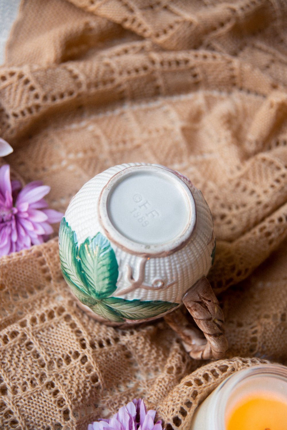 1989 Vintage Floral Basket Mug