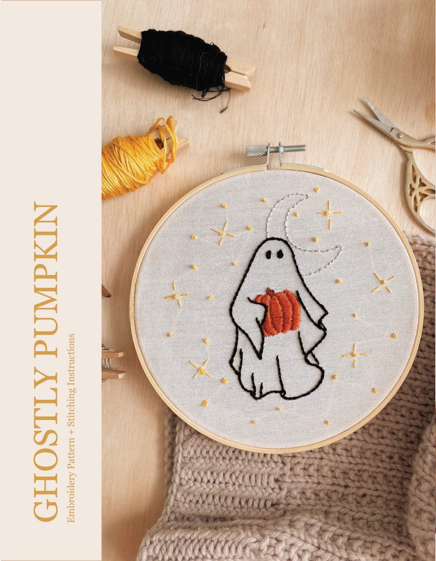 GHOSTLY PUMPKIN Embroidery Pattern
