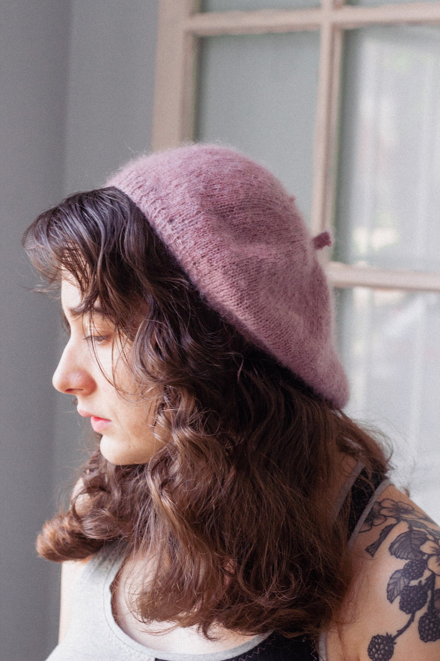 Hand Knit Blush Wool Beret