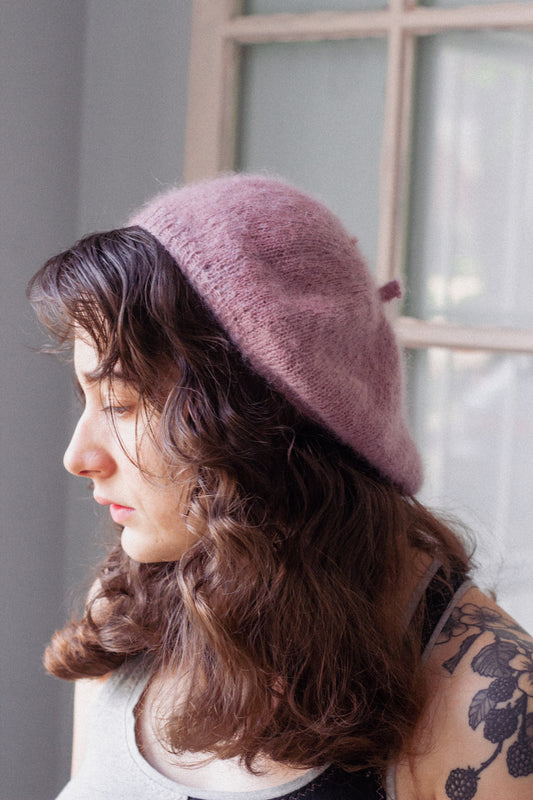 Hand Knit Blush Wool Beret