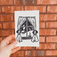 Handmade, Linocut Print Card: Winter Evening