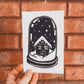 Handmade, Linocut Print Card: Snow Globe