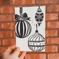 Handmade, Linocut Print Card: Christmas Baubles