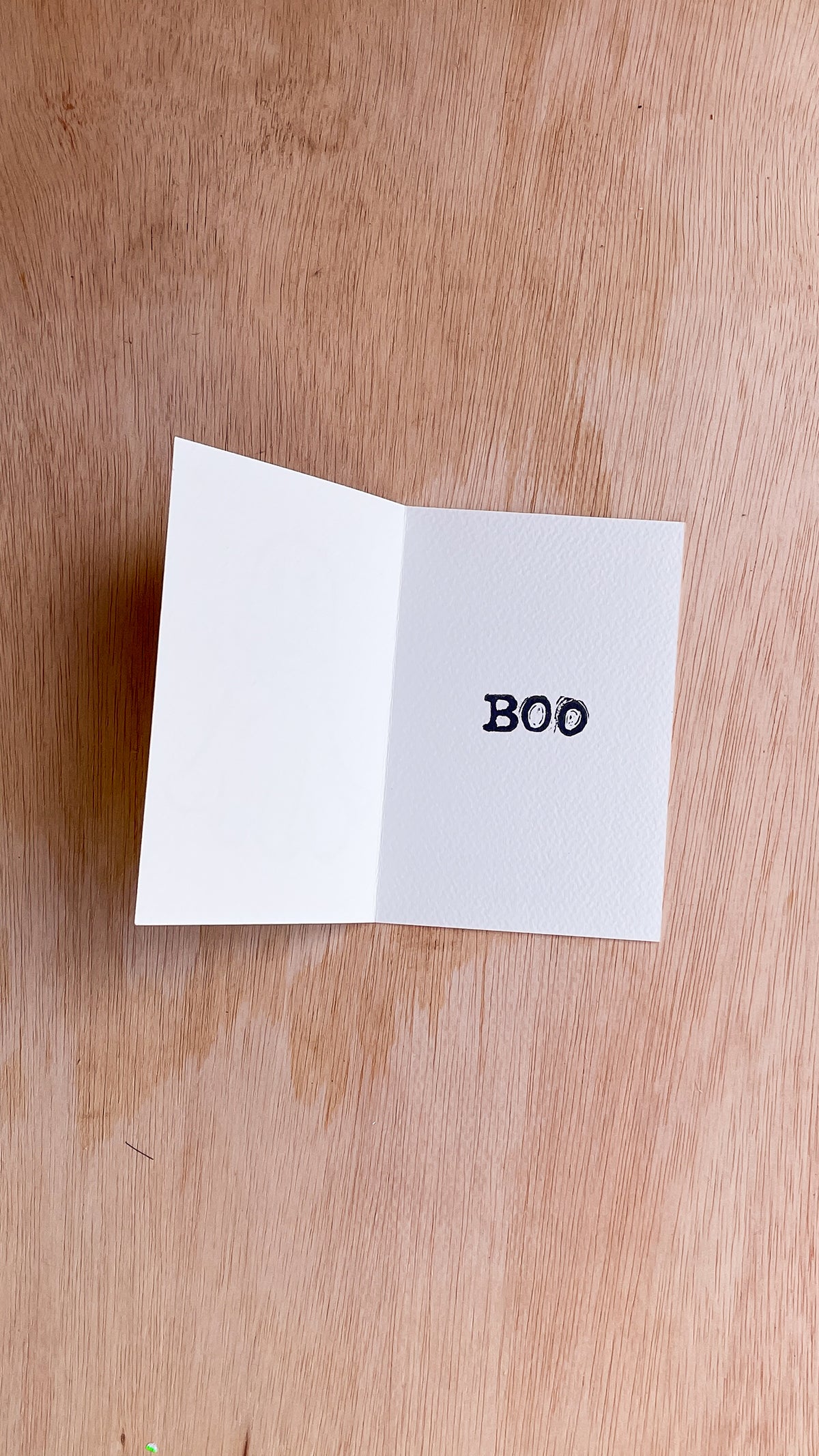 Handmade, Linocut Print Card: Boo Ghost