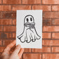 Handmade, Linocut Print Card: Boo Ghost