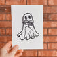 Handmade, Linocut Print Card: Boo Ghost