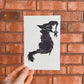 Handmade, Linocut Print Card: Witchy Cat
