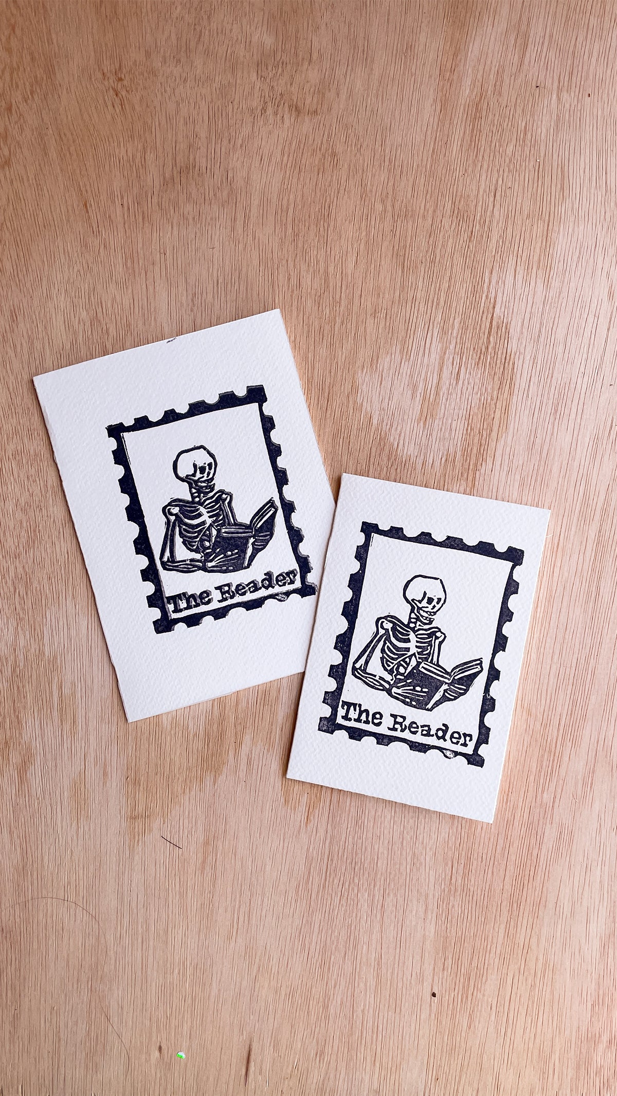 Handmade, Linocut Print Card: The Reader