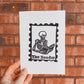 Handmade, Linocut Print Card: The Reader