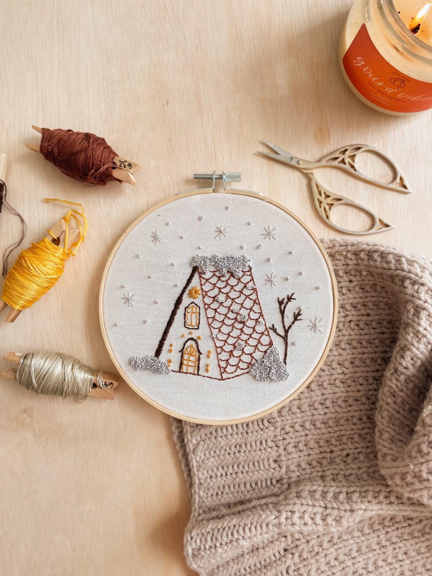 A-Frame Cabin Embroidery
