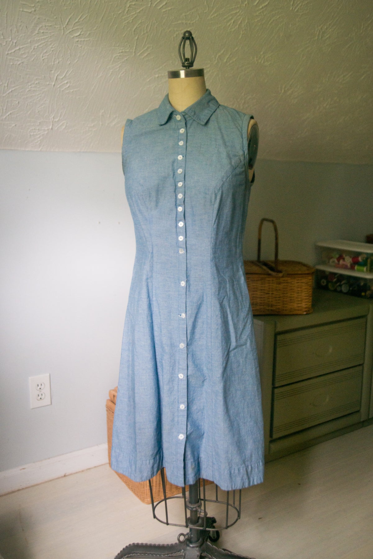 Button Up Chambray Dress - SMALL/ MEDIUM