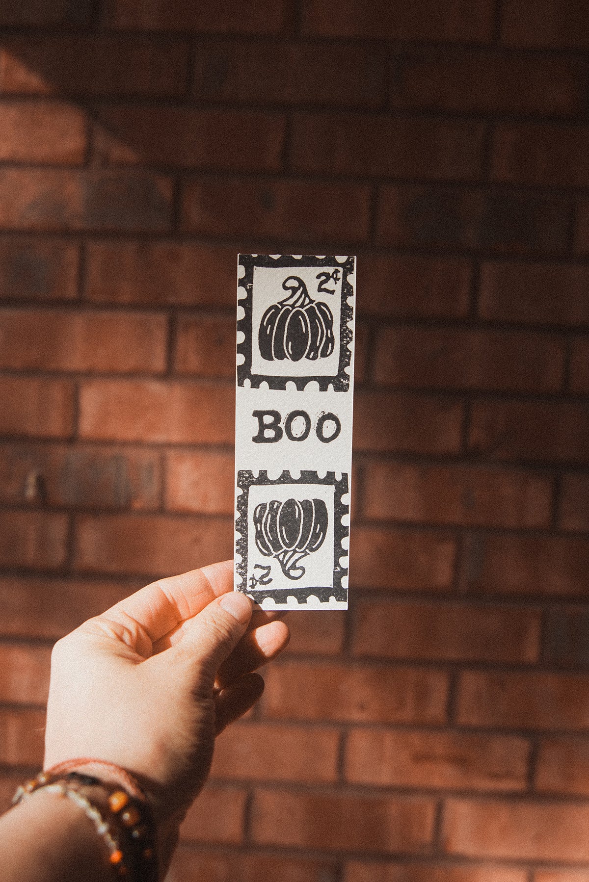 Handmade, Linocut Bookmarks: Halloween 2"x 6"