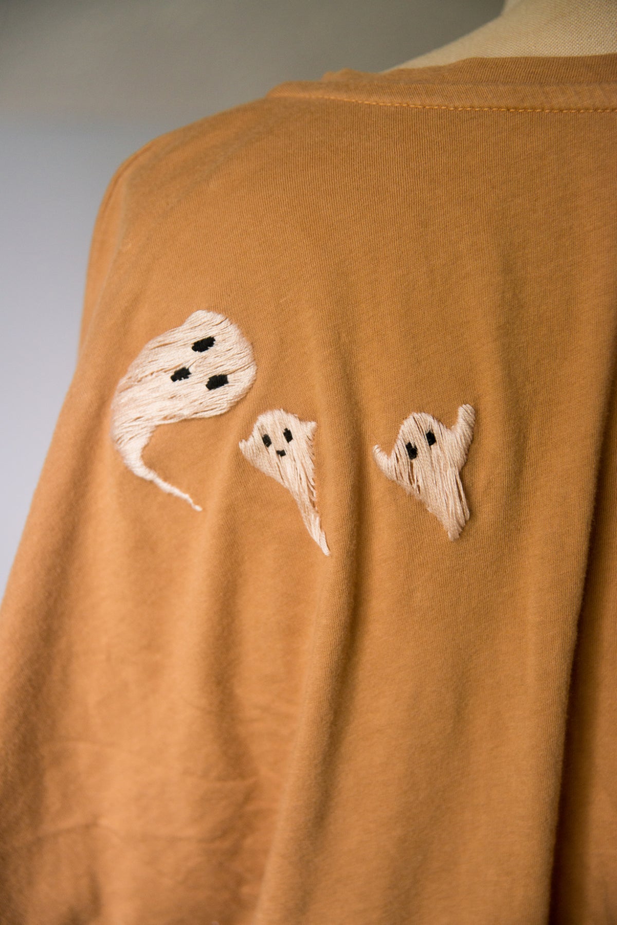 Hand Embroidered Ghost Tee - Medium