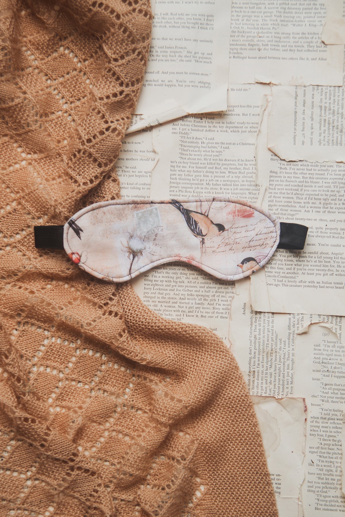 Finch on Cotton Stalk Sleep Mask