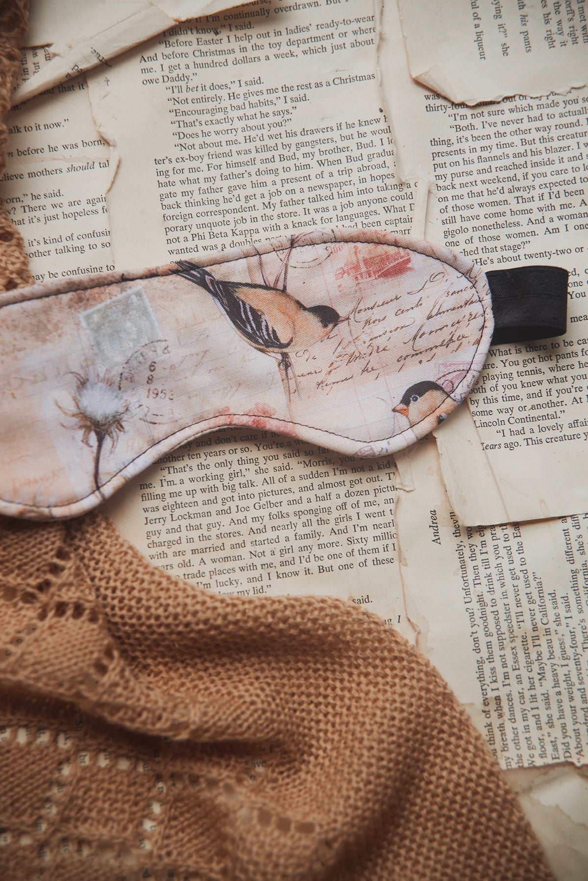 Finch on Cotton Stalk Sleep Mask