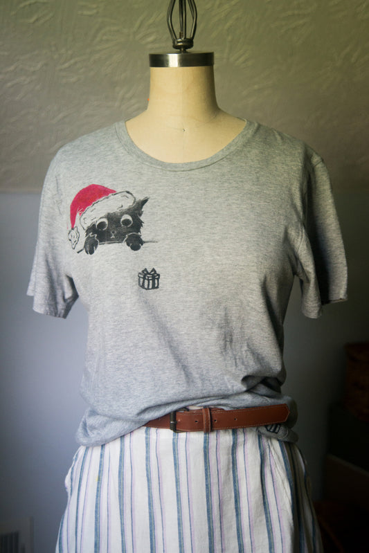 Santa Cat Tee - SMALL