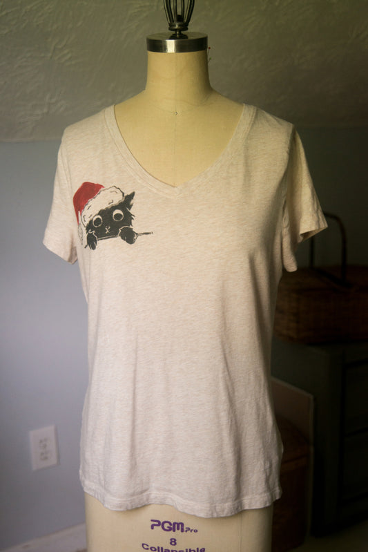 Santa Cat Tee - MEDIUM