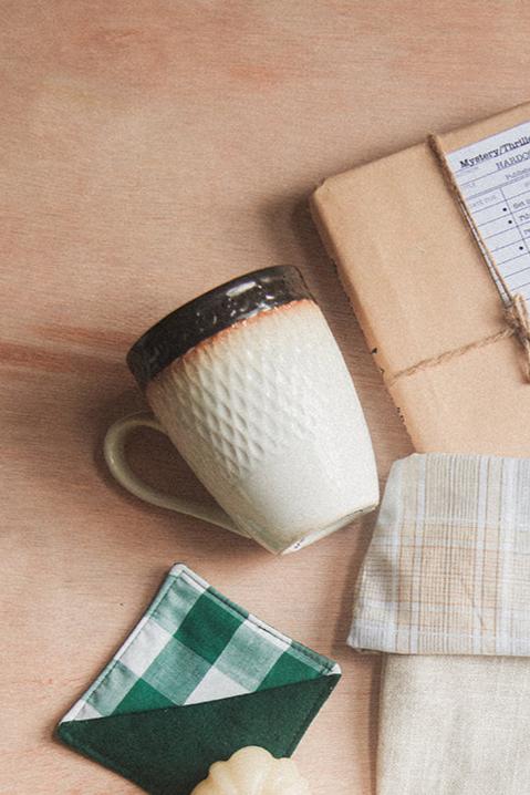 Cream and Brown Textured Mug