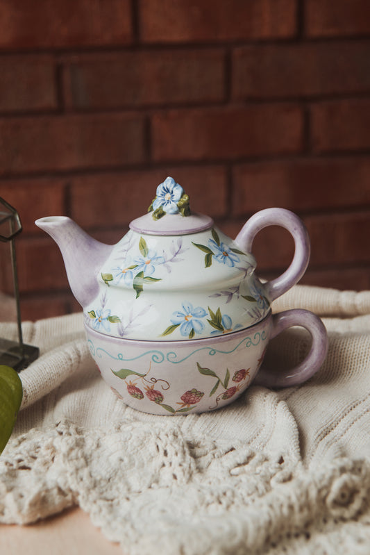 Lilac Floral Teapot & Cup Set