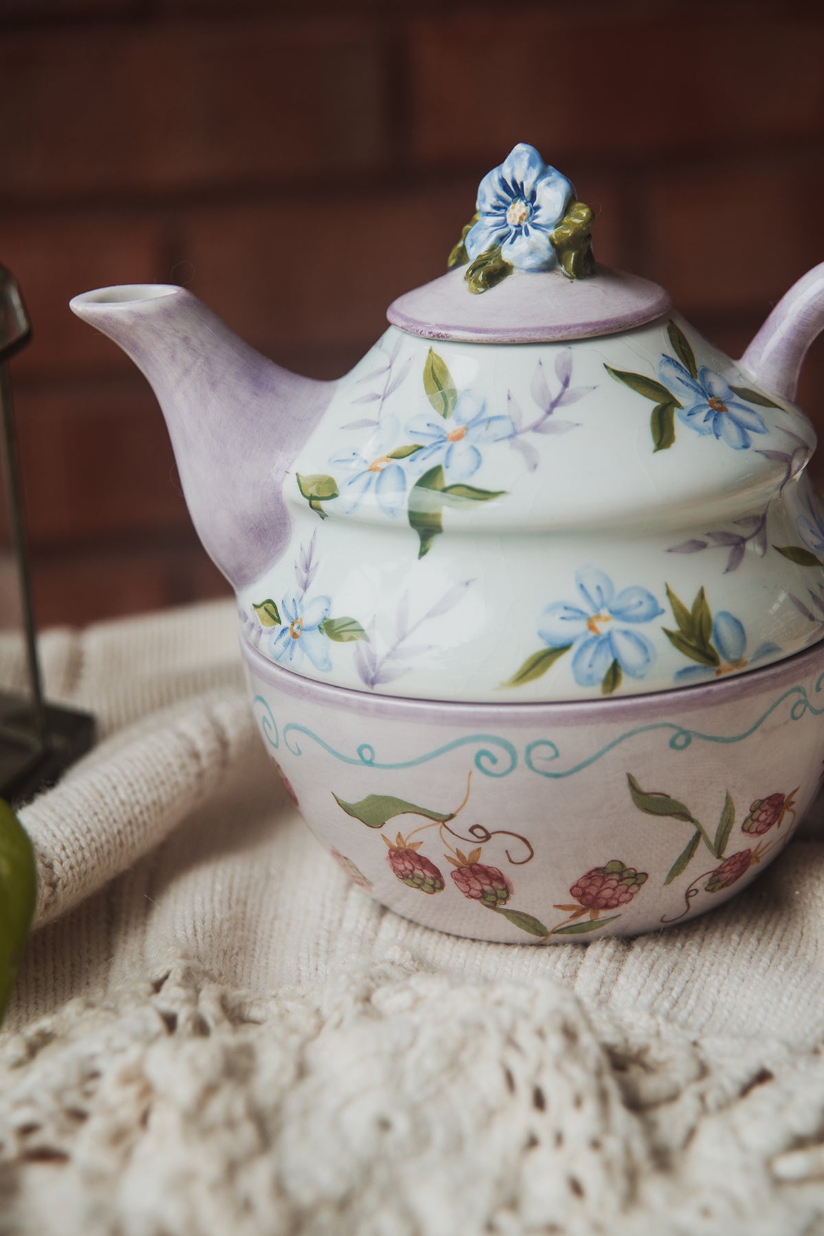 Lilac Floral Teapot & Cup Set