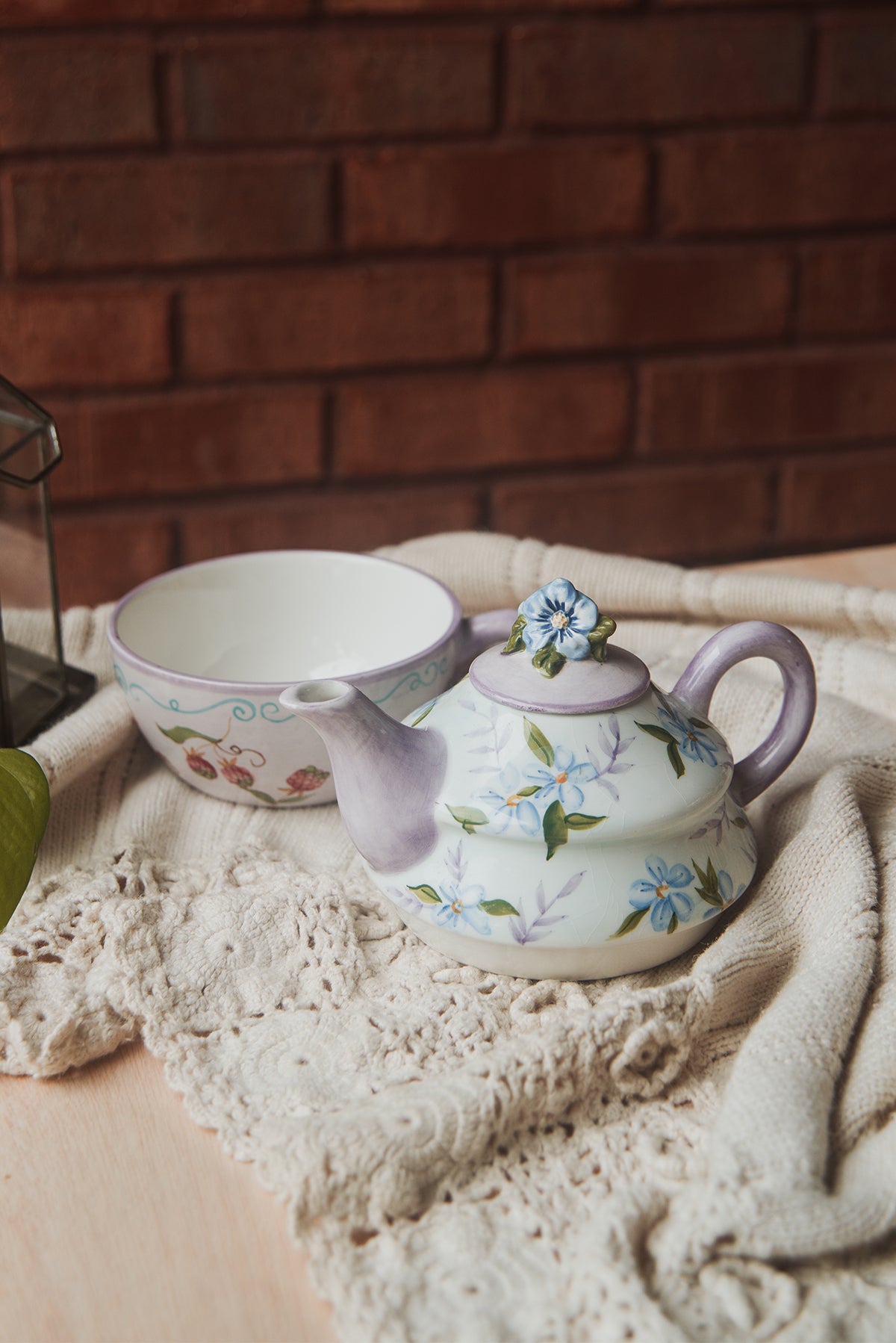 Lilac Floral Teapot & Cup Set