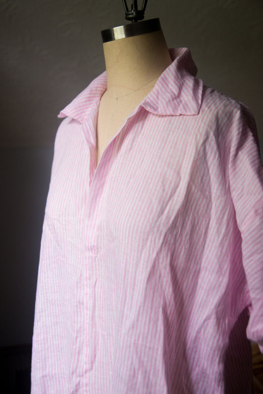 Yarn Dyed Pink Linen Dress