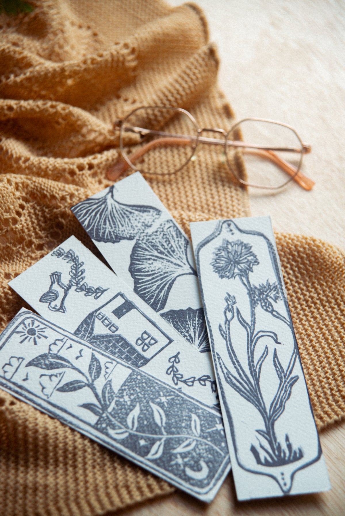 Handmade, Linocut Bookmarks (Seconds)