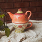 Orange Floral Teapot + Mug Set