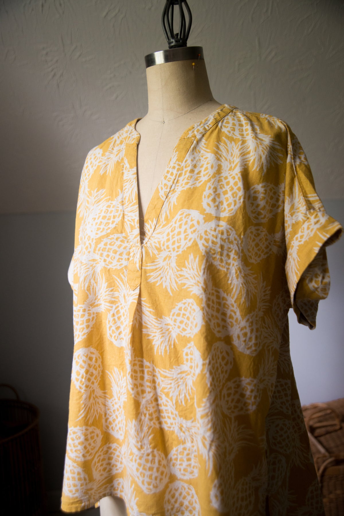 Secondhand Boxy Pineapple Print Shirt - Medium