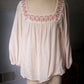 Embroidered Blush Peasant Blouse - Large