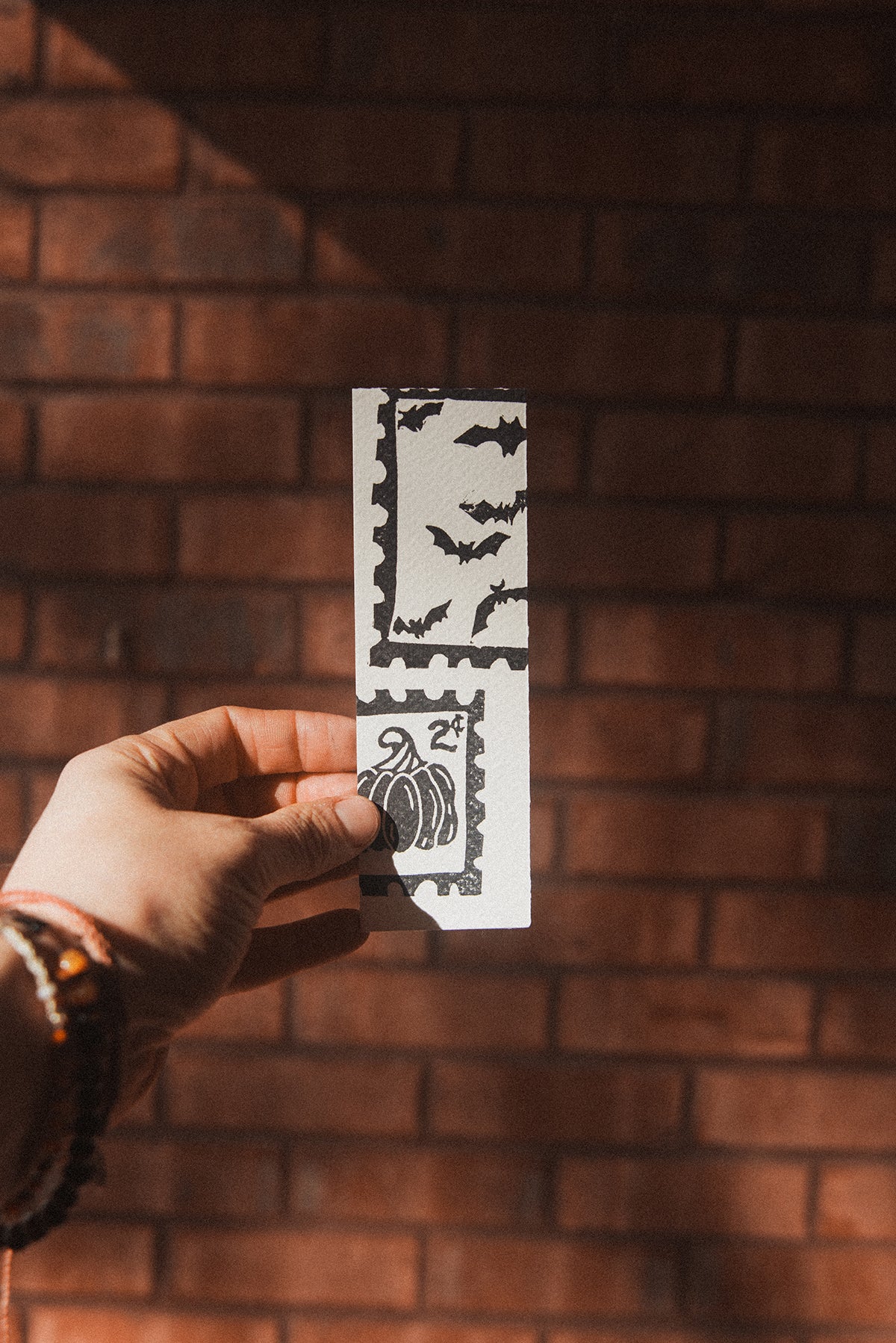 Handmade, Linocut Bookmarks: Halloween 2"x 6"