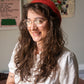 Hand Knit Red Wool Beret